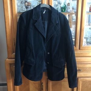 Free People black corduroy two button blazer